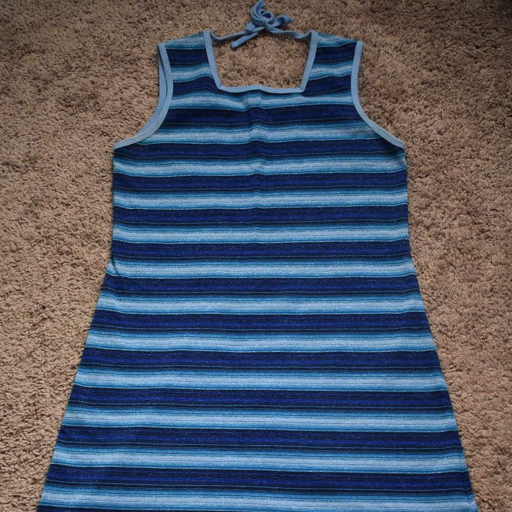 Basic Editions Blue Striped Dress Girls Size 14/16